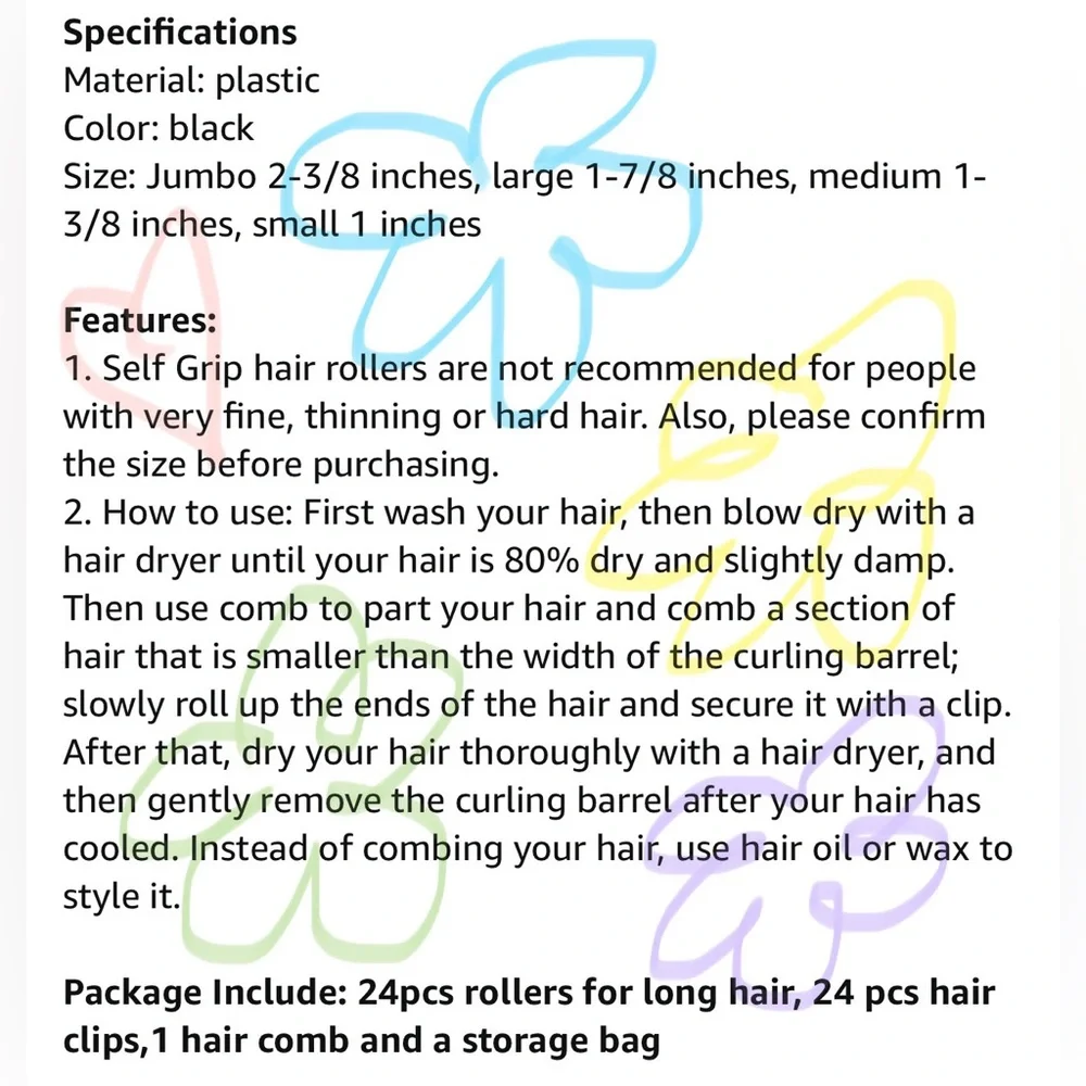 BRAND NEW 💫 4 Sizes Rollers Hair Curlers, 50 Pcs Set Jumbo Hair Rollers